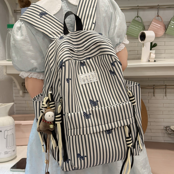 Playful Animal-Themed Striped Backpack Stornfield