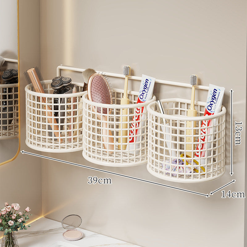 Ventilated Plastic Hanging Wall Storage Basket for Bathroom Vanity