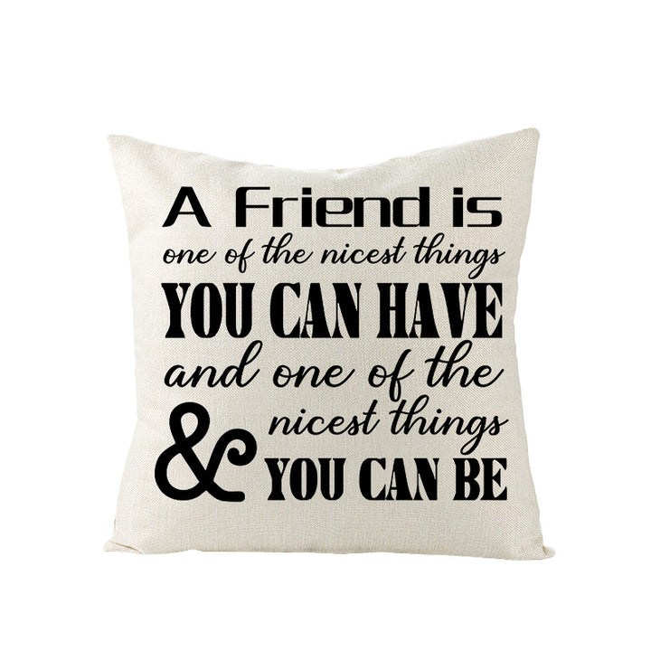 Decorative Linen-Texture Throw Pillow Cover with 'Home Is Where Mom Is' Printed Typography