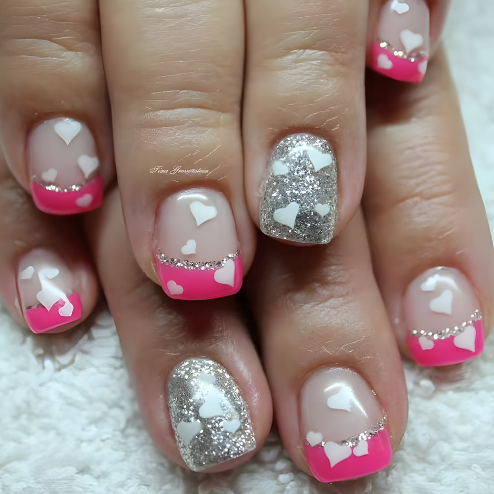 Heart-Embellished Gel Nail Set Stornfield