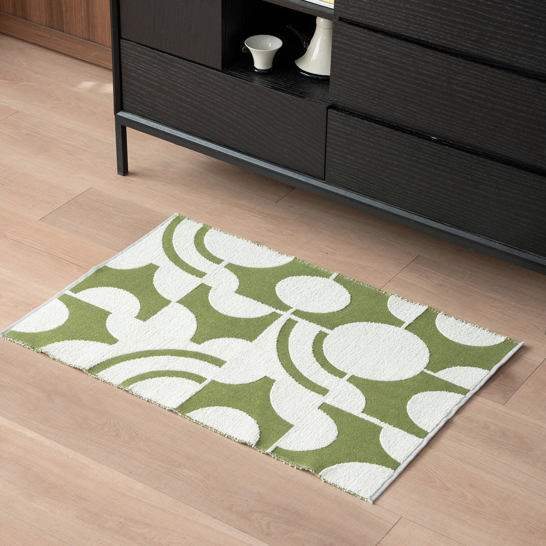 Modern runner rug with graphic checkerboard pattern and short pile structure Stornfield