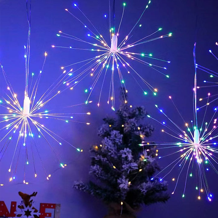 Solar-Powered Starburst Hanging LED Garden Lights With Waterproof Firework-Shaped Clusters And Automatic Dusk-To-Dawn Sensor Stornfield