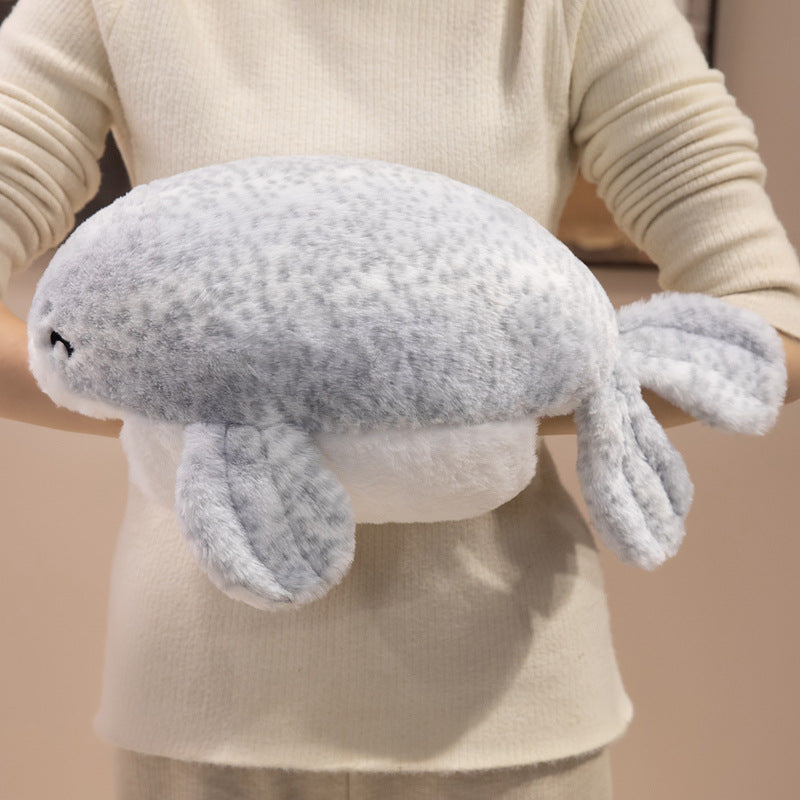 Plush Seal Cuddle Pillow with Embroidered Face and Side Flippers Stornfield