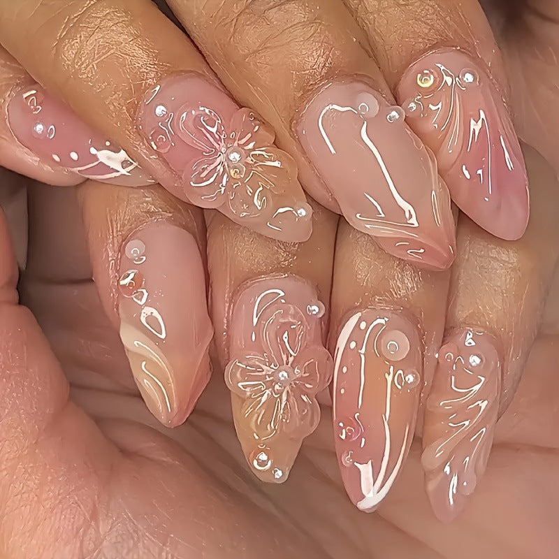 Floral-Themed Press-On Nail Art Stornfield