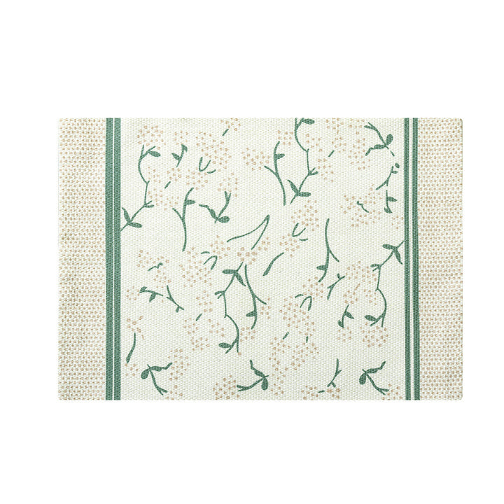 Floral woven bath mat with jacquard structure, absorbent cotton surface and non-slip underside Stornfield