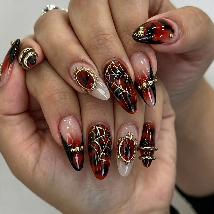 Artistic Gothic-Themed Press-On Nail Art Set Stornfield