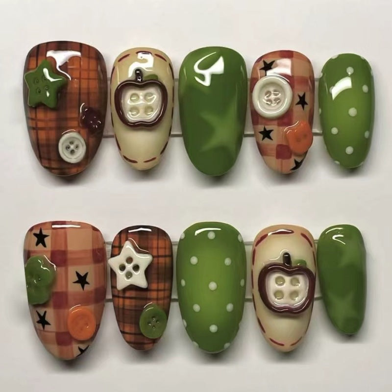 Nature-Themed Artistic Press-On Nail Set Stornfield
