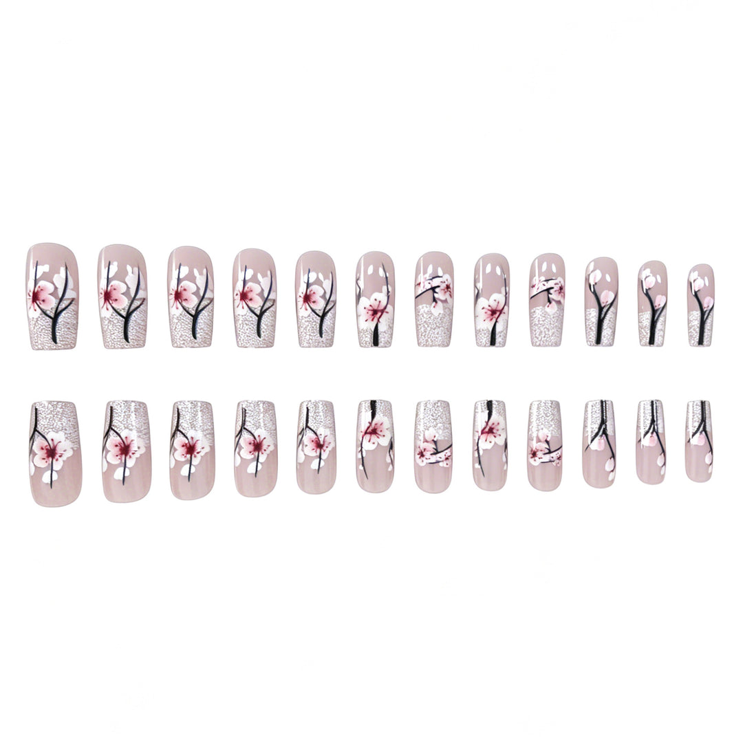Floral Glitter Acrylic Nail Enhancements Stornfield