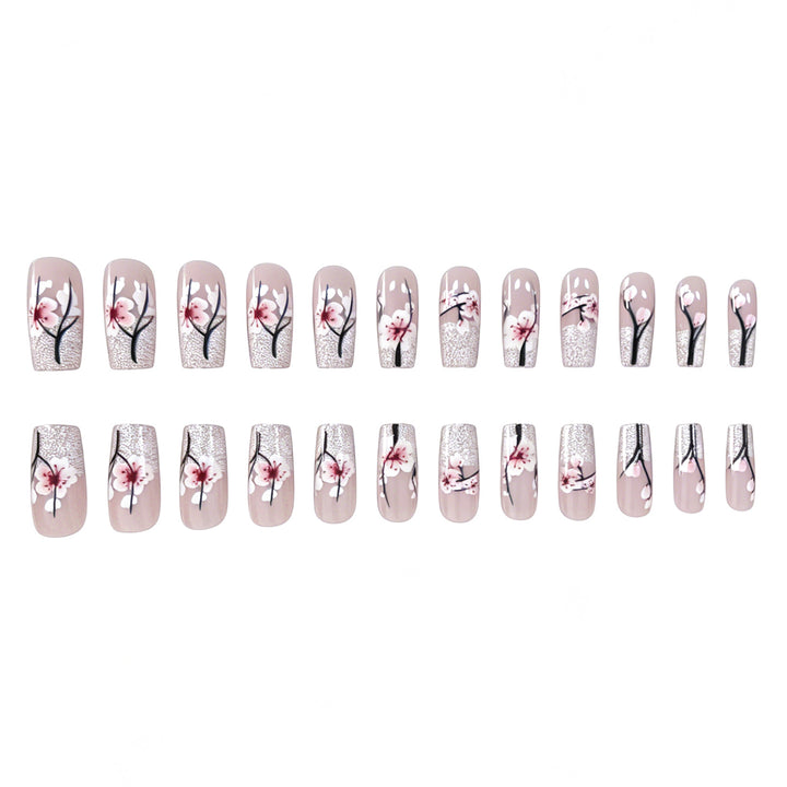 Floral Glitter Acrylic Nail Enhancements Stornfield