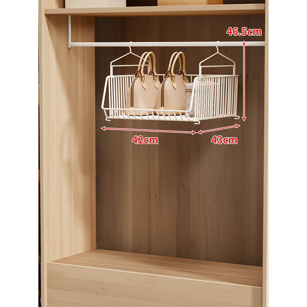Over-Rod Double Tier Hanging Closet Wire Basket Organizer with Removable Baskets