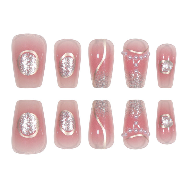 Elegant Stiletto Press-On Nail Set with Gem and Glitter Accents Stornfield