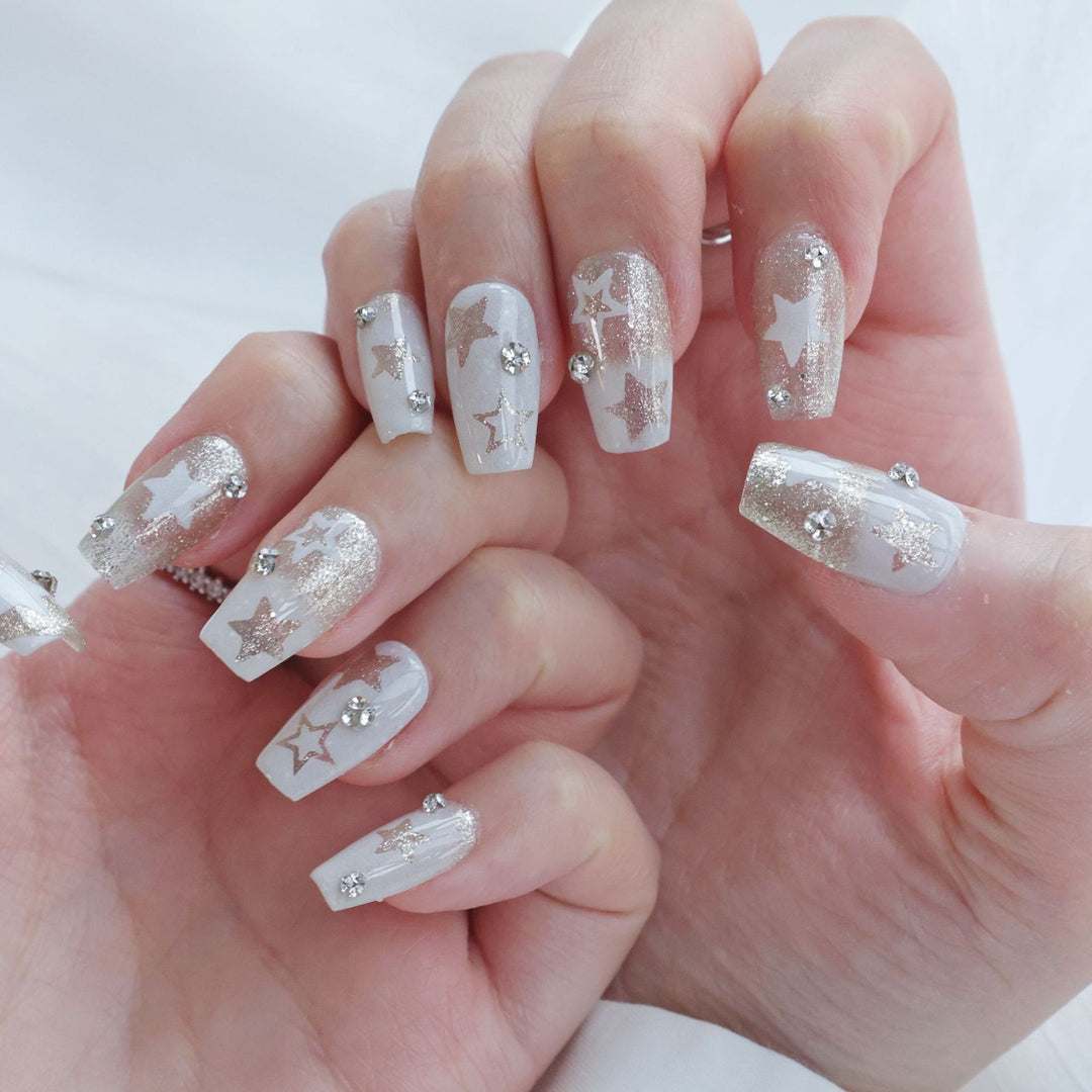 Glamorous Star-Embellished Press-On Nail Set