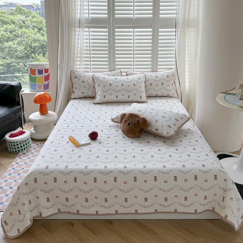 Lightweight Quilted Cotton Bedspread and Mattress Coverlet Set