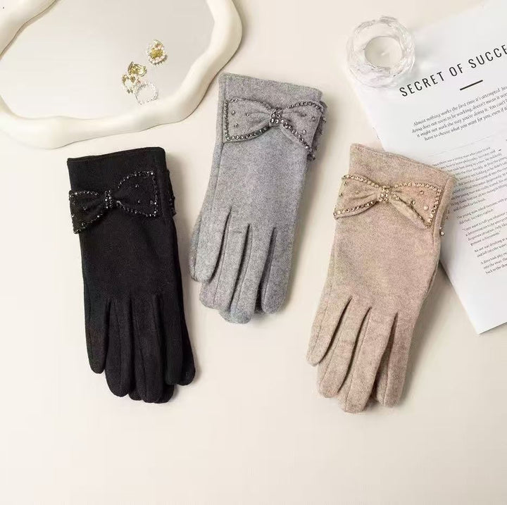 Elegant Bow Detail Touchscreen Gloves Stornfield