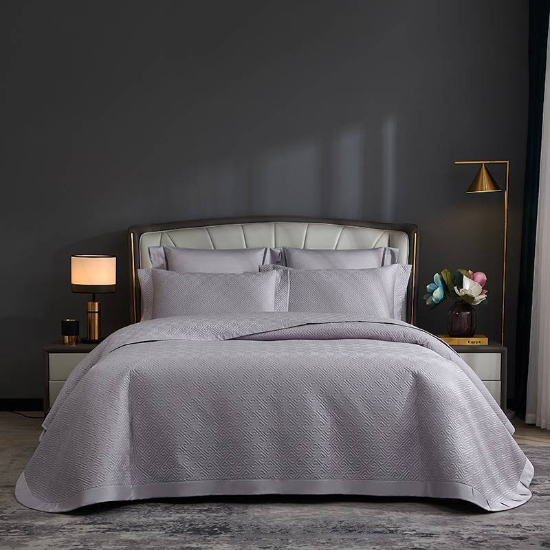 Quilted Reversible Duvet Cover Bedding Set with Embroidered Corner Shams