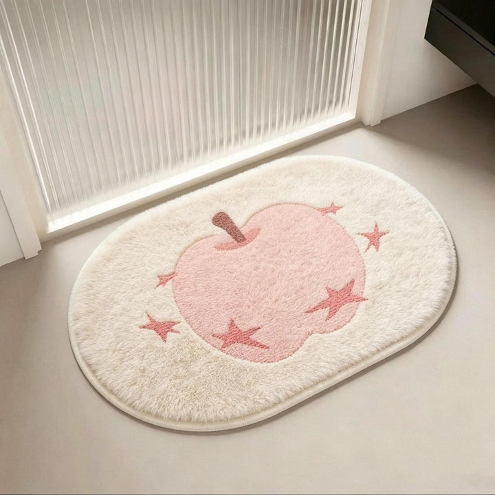 Playful Apple-Themed Plush Area Rug