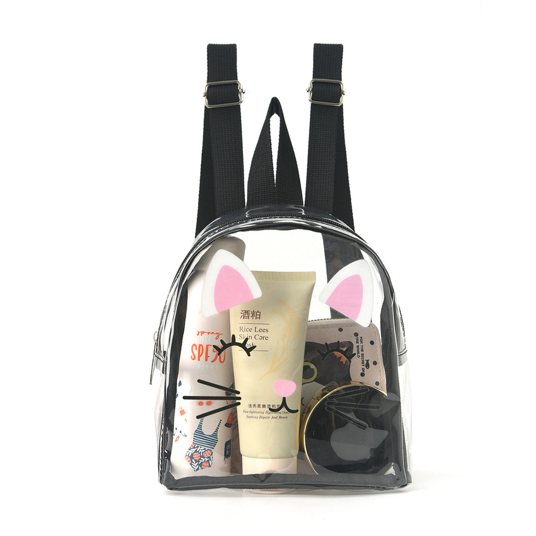 Transparent backpack with playful cat design Stornfield