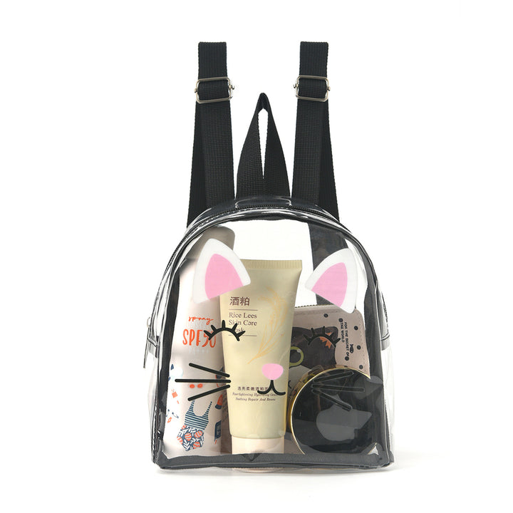 Transparent backpack with playful cat design Stornfield