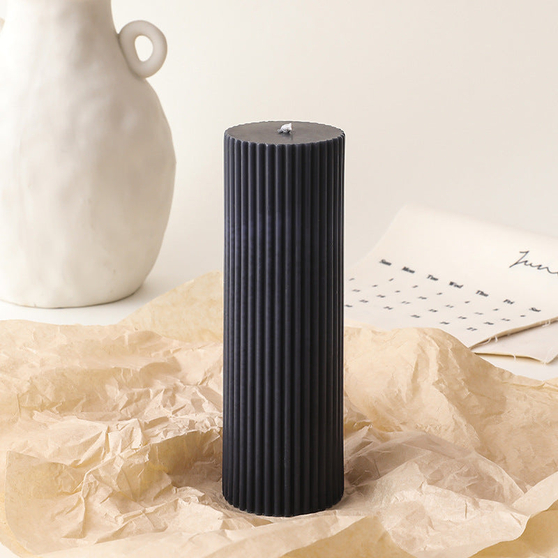 Ribbed Tall Pillar Candle for Home Decor & Events