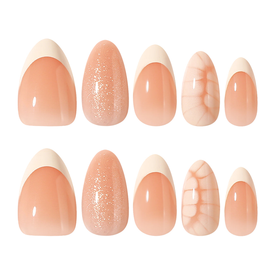 Artful nail extensions with shimmering glitter and unique design Stornfield