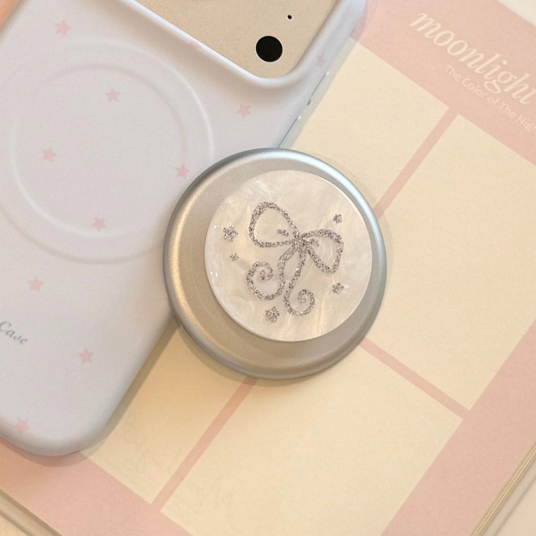 Stylish smartphone finger holder with glitter bow design Stornfield