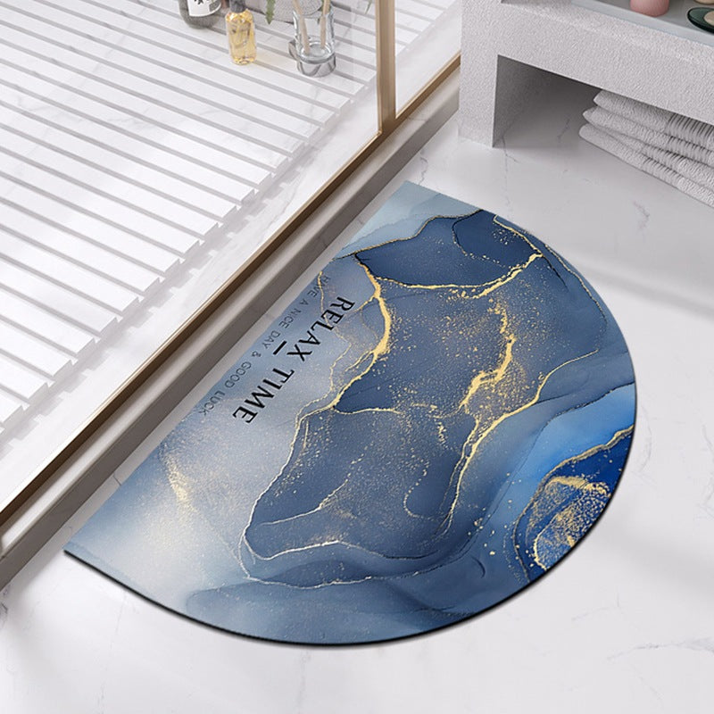Half-Moon Marble-Pattern Bath Mat
