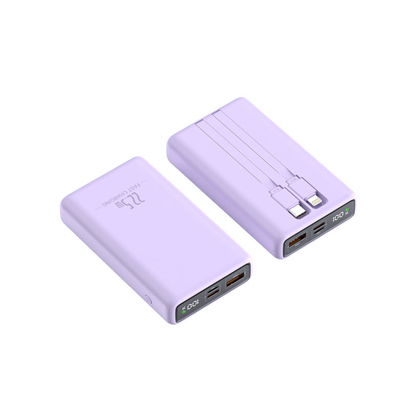 Portable power bank with integrated charging cable and digital charge level display Stornfield