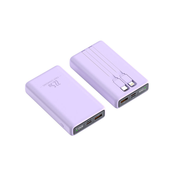 Portable power bank with integrated charging cable and digital charge level display Stornfield