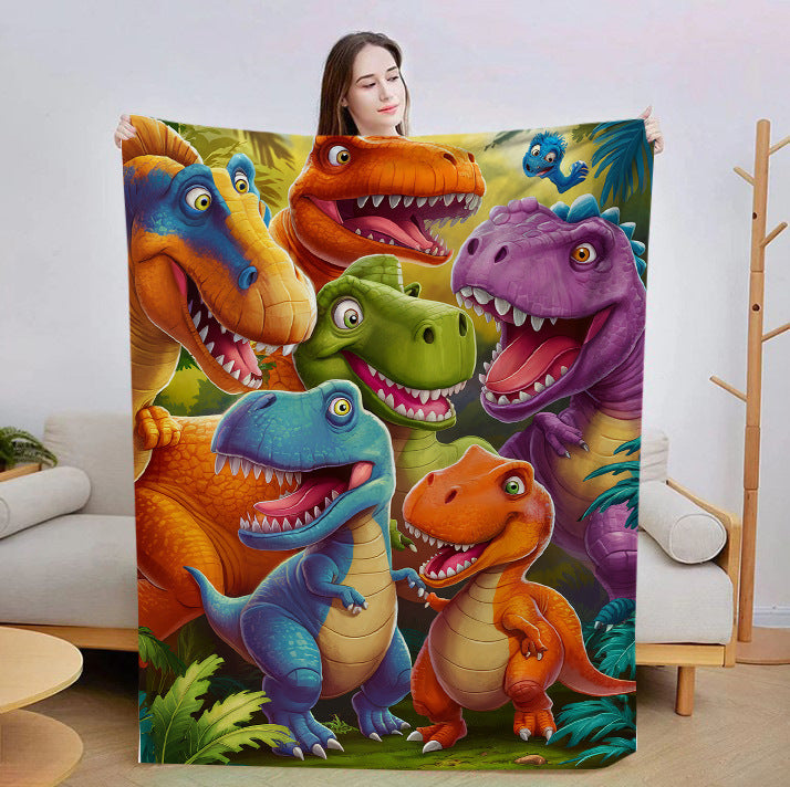 Illustrated Dinosaur Print Throw Blanket