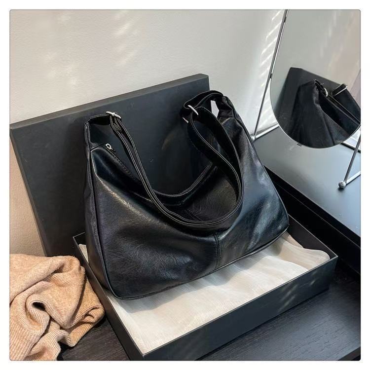 Versatile Faux Leather Hobo Handbag