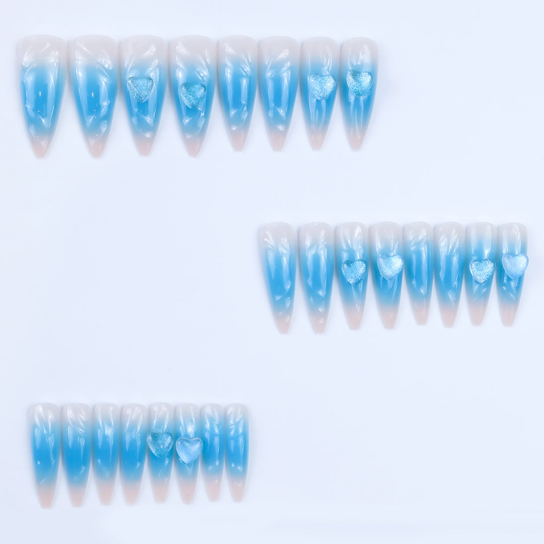 Glamorous artificial nails with 3D heart design Stornfield