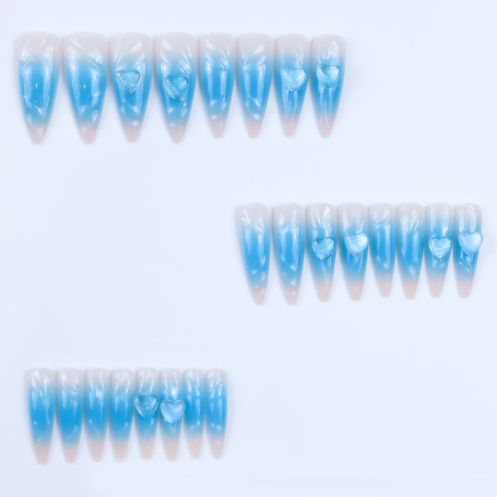 Glamorous artificial nails with 3D heart design Stornfield