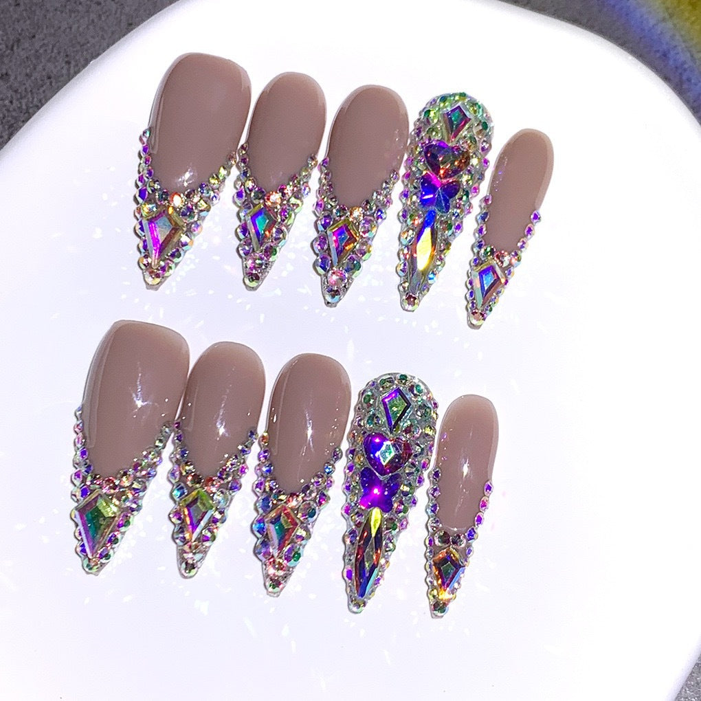 Glamorous Rhinestone-Embellished Stiletto Nail Art Extensions Stornfield