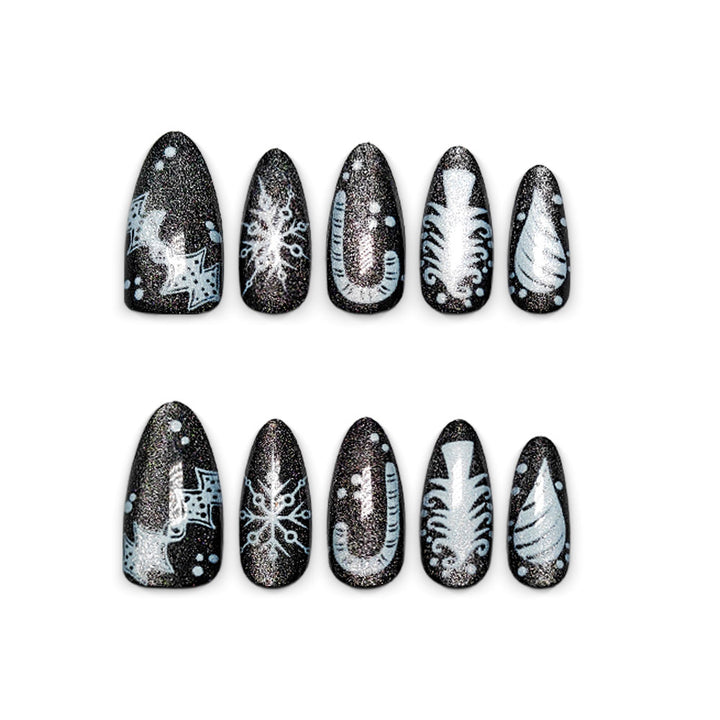 Creative Nail Art in Glamorous Black-White Design Stornfield