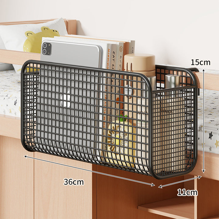 Over-Bed Three-Compartment Metal Mesh Hanging Bedside Organizer Caddy