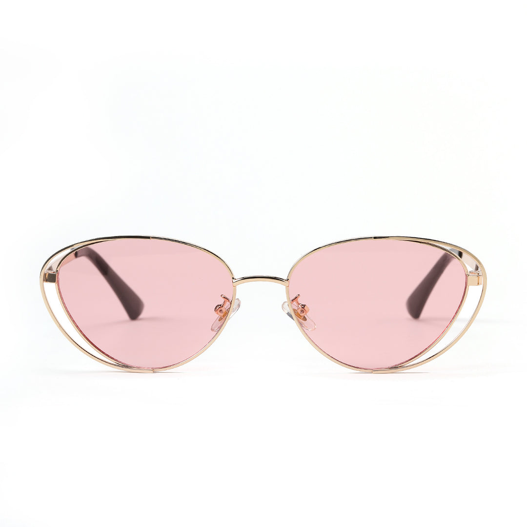 Ladies geometric sunglasses with red lenses and elegant metal frame Stornfield