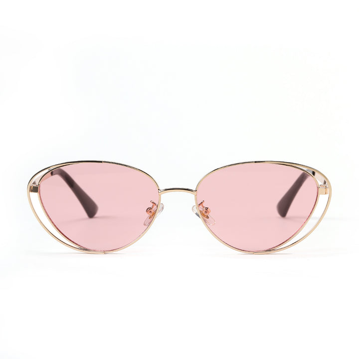 Ladies geometric sunglasses with red lenses and elegant metal frame Stornfield
