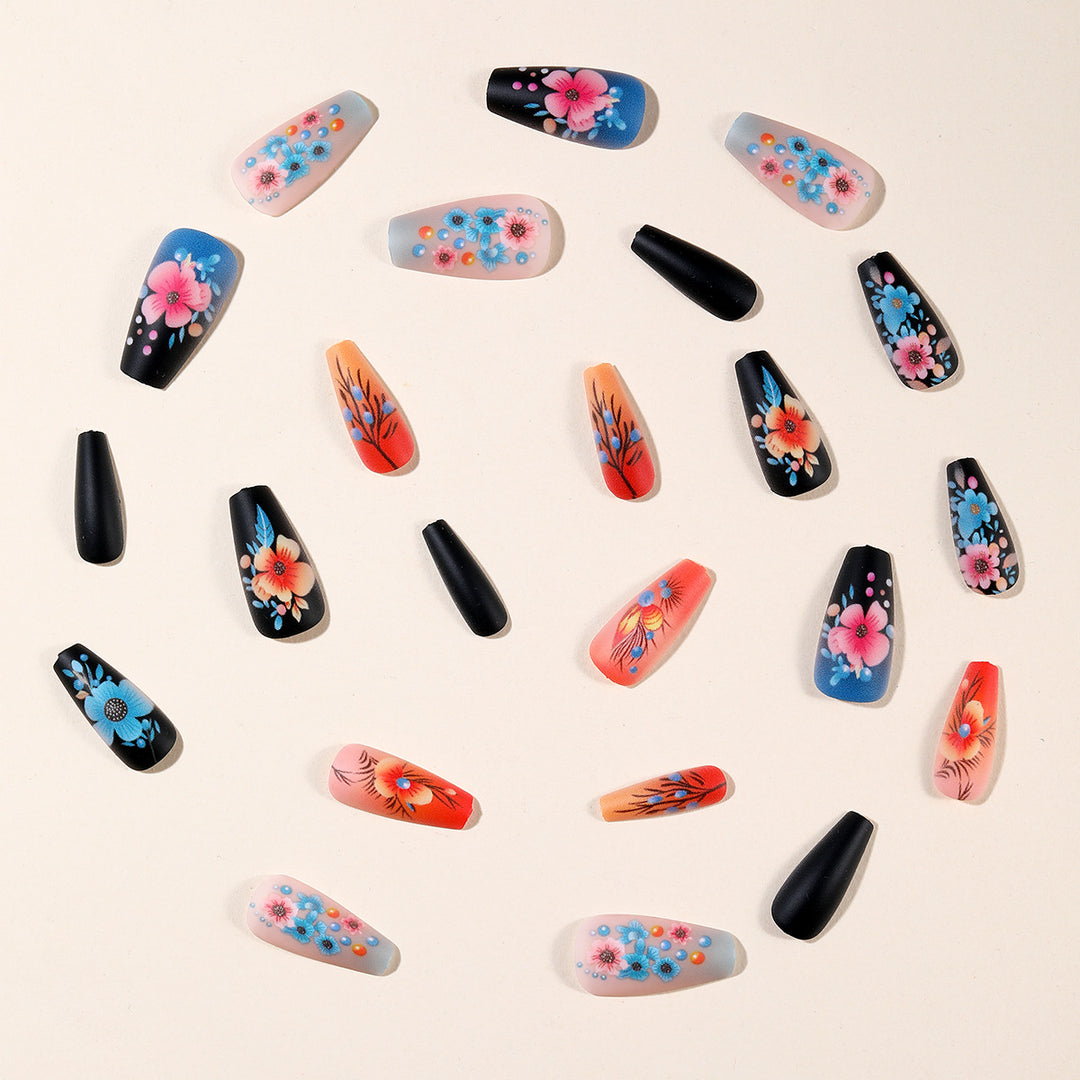 Floral Art Acrylic Nail Set Stornfield