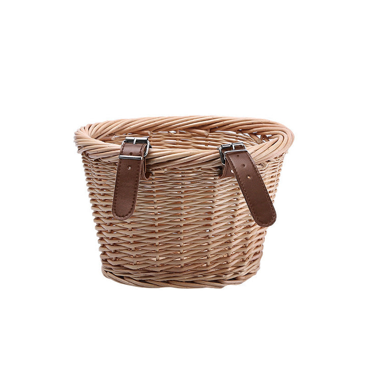 Woven Storage Basket with Reinforced Leather Handles Stornfield