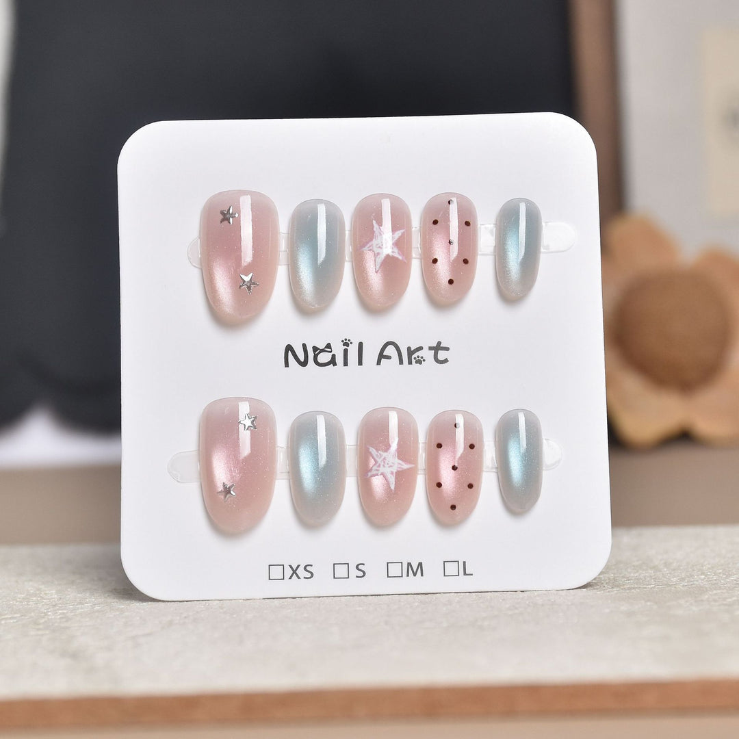 Decorative Press-On Nail Extensions with Floral Accents Stornfield