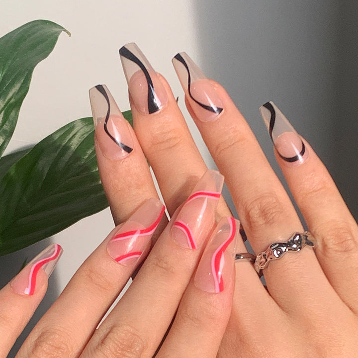 Trendy Artificial Nails with Wave Design Stornfield
