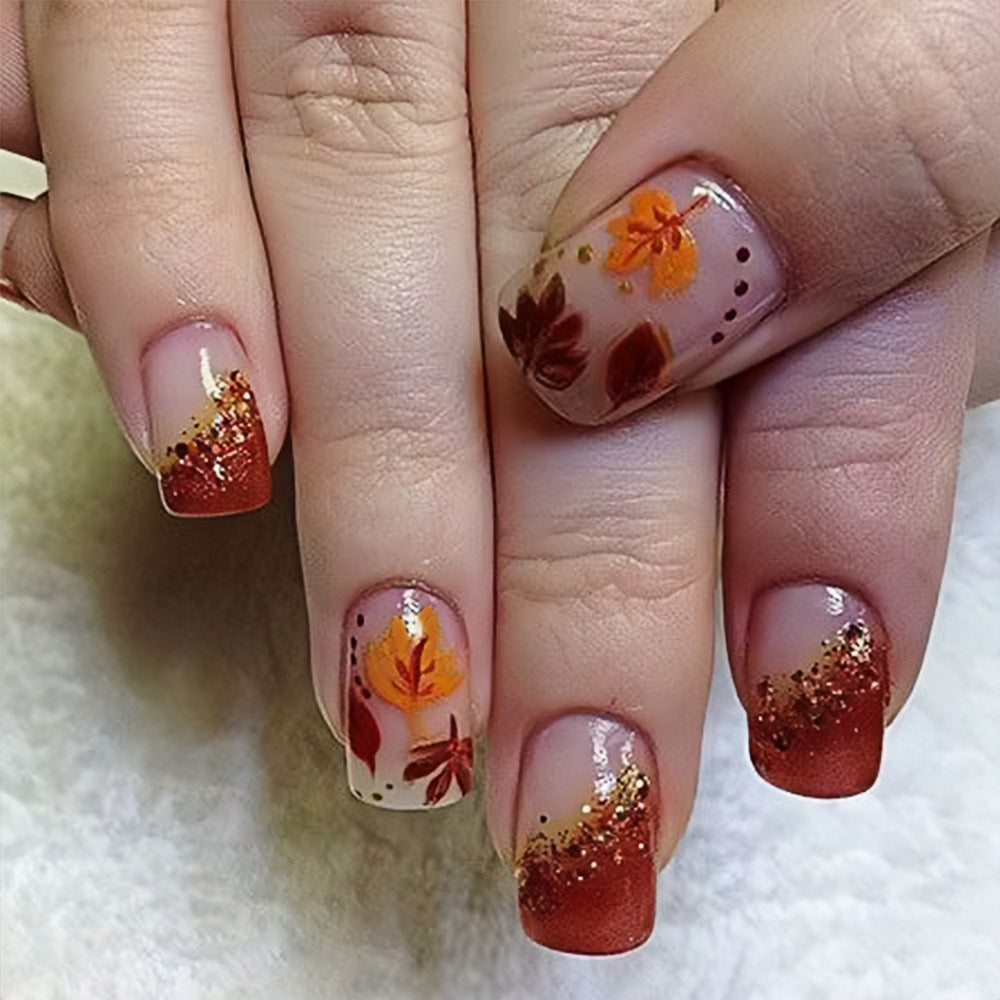 Autumn-Themed Press-On Nail Art Stornfield