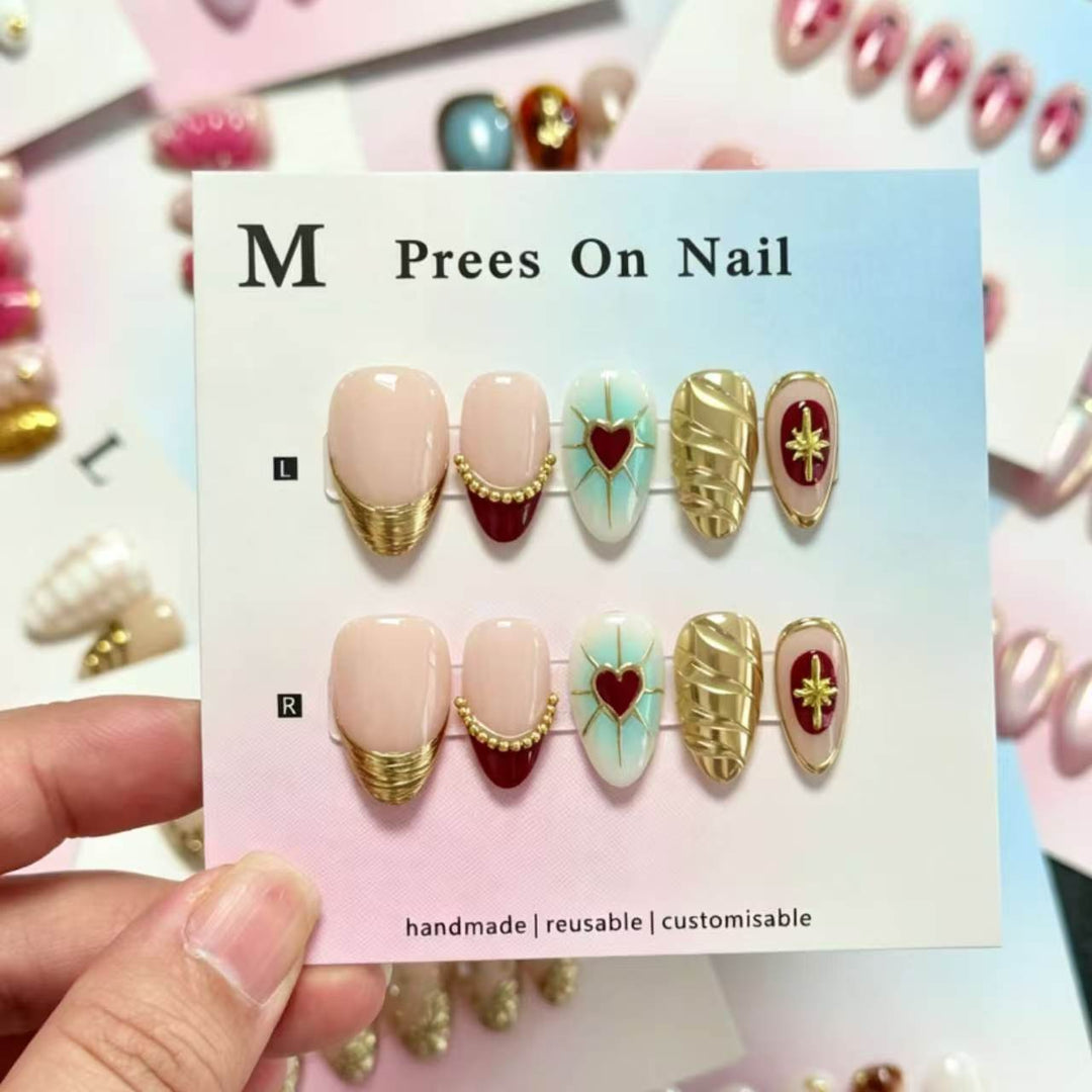 Decorative Handmade Press-On Nail Art Set