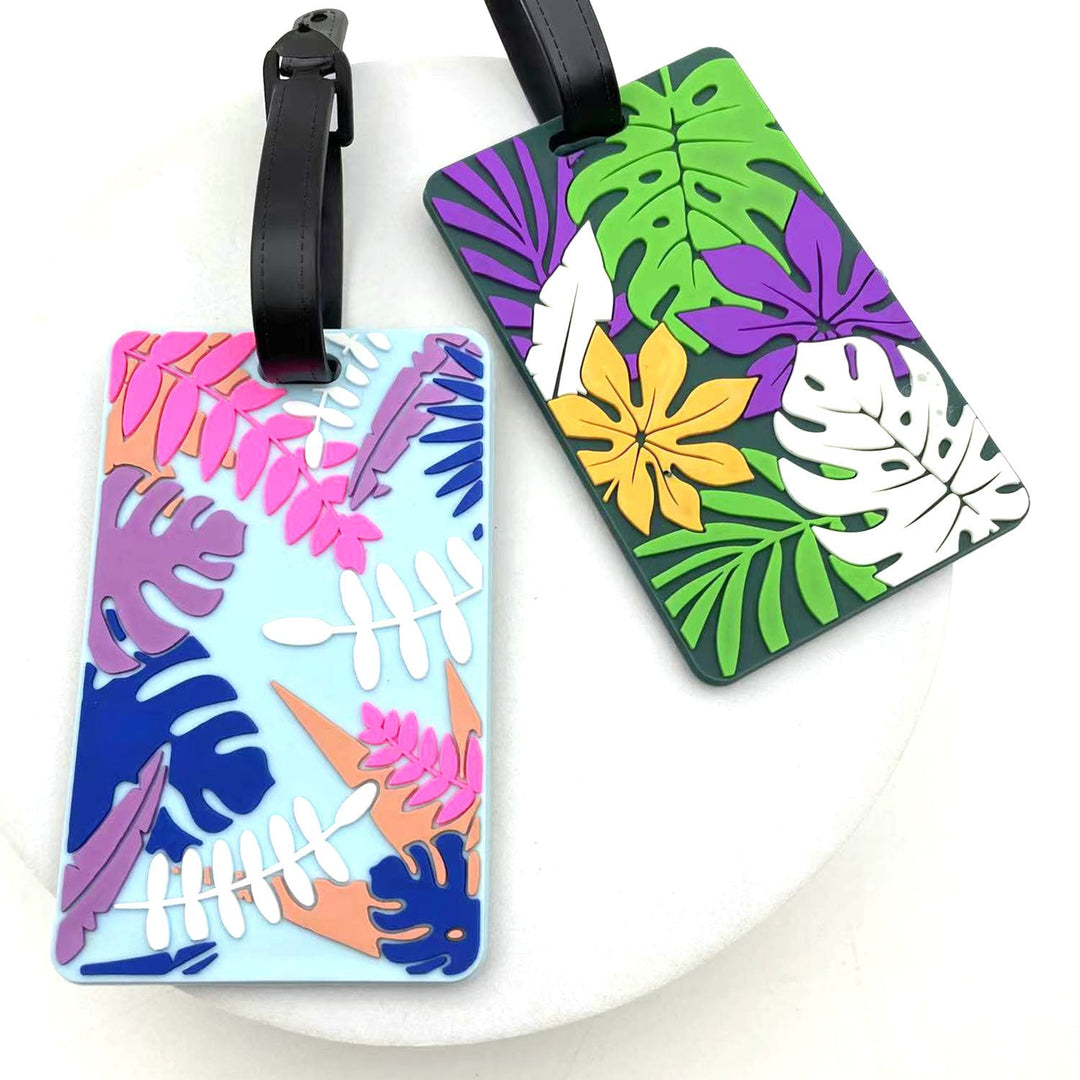 silicone tropical leaf luggage tag with embossed layered design Stornfield