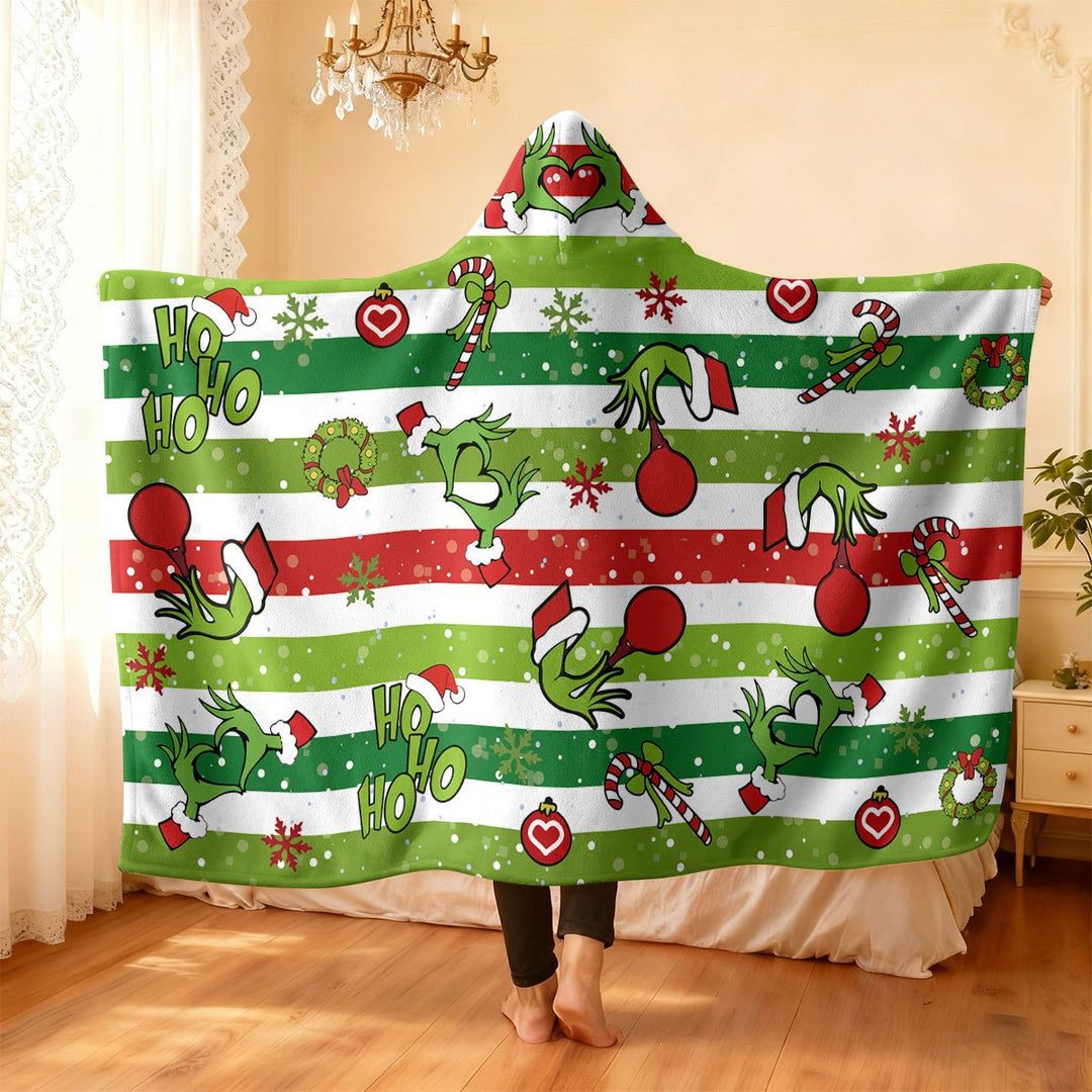 Festive Holiday-Themed Hooded Blanket