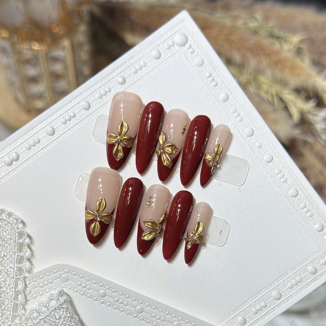 Luxury Floral Acrylic Press-On Nail Set Stornfield