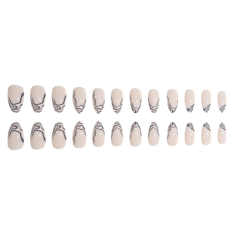 Elegant Stiletto Press-On Nail Set with Marble Detailing Stornfield