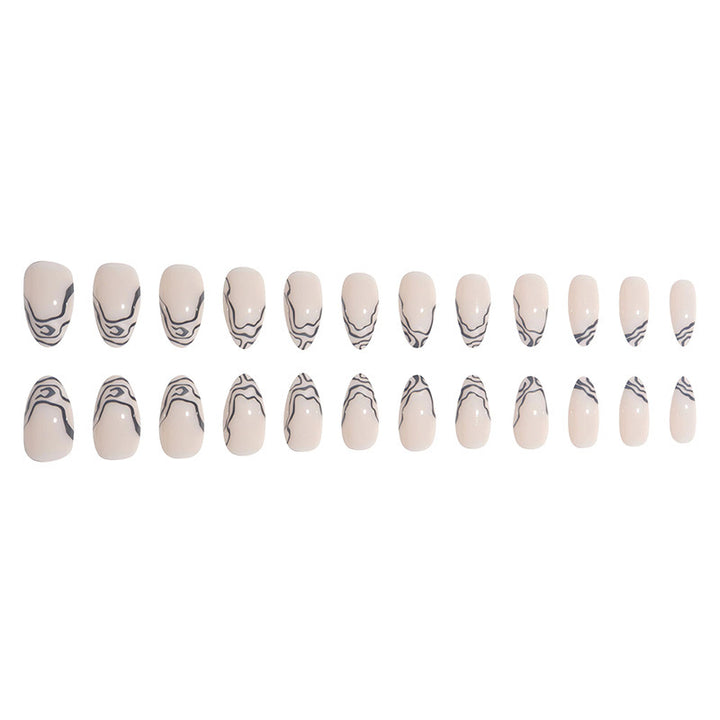 Elegant Stiletto Press-On Nail Set with Marble Detailing Stornfield