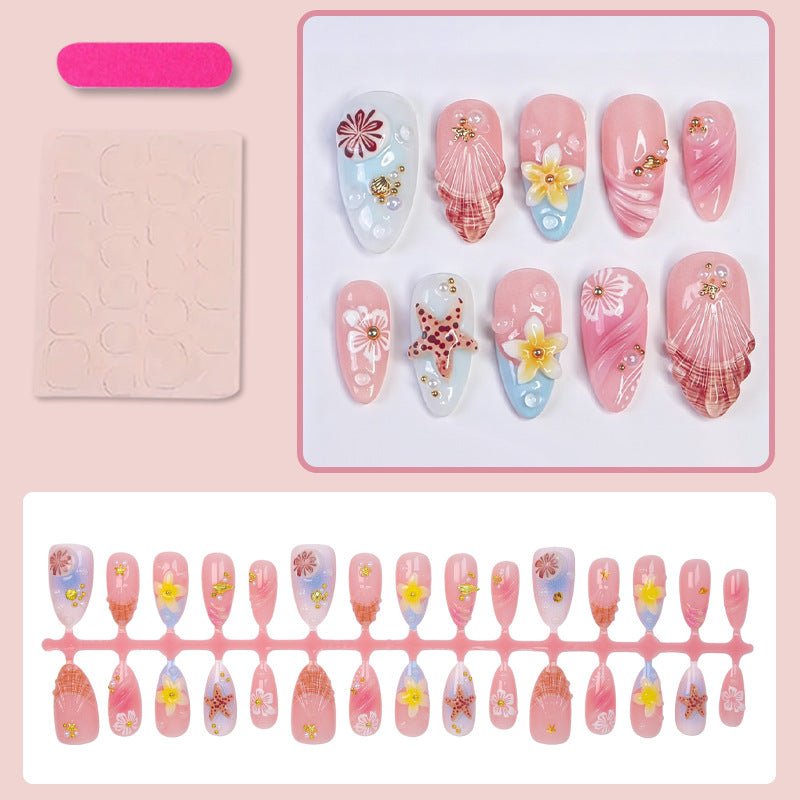 Artificial nail set with maritime designs and glittering accents Stornfield