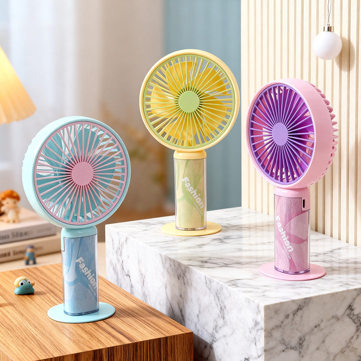 Cooling compact portable rechargeable handheld fan with detachable stand and USB charging Stornfield
